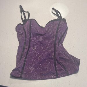Purple Corset Top with sparkle Heart Pattern